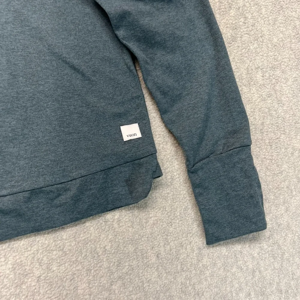 Vuori Mens Halo Essential Pullover Hoodie Teal Green Long Sleeve Performance M